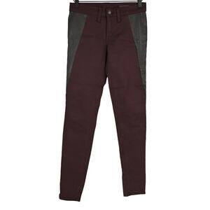 RAG & BONE Wine Black Pop Legging Lamb Leather Panel Skinny Jeans Sz 25